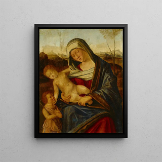 The Virgin and Child with the Little Saint John the Baptist - Benedetto Diana — framed artwork on a wall