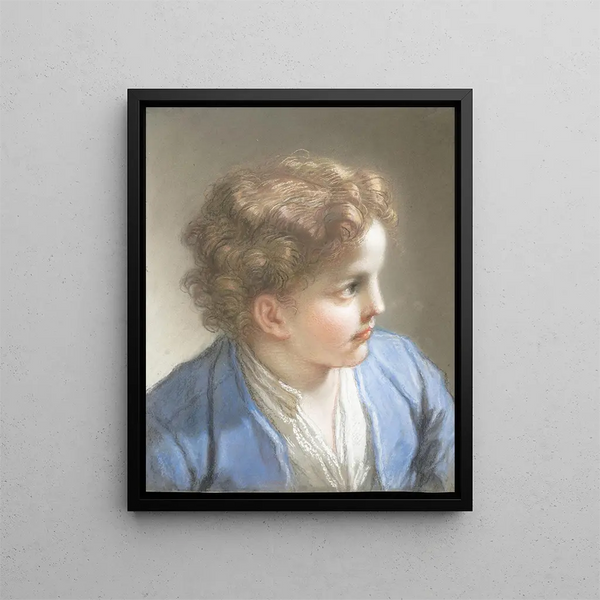 Study of a Boy in a Blue Jacket - Benedetto Luti — framed artwork on a wall