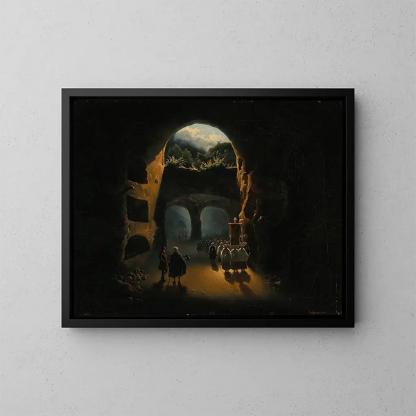 Ferdinand II of Sicily in the catacombs of San Gennaro - Beniamino De Francesco — framed artwork on a wall