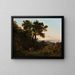 Italian landscape painting with Aeneas and the Sibyl of Cumae - Beniamino De Francesco — framed artwork on a wall