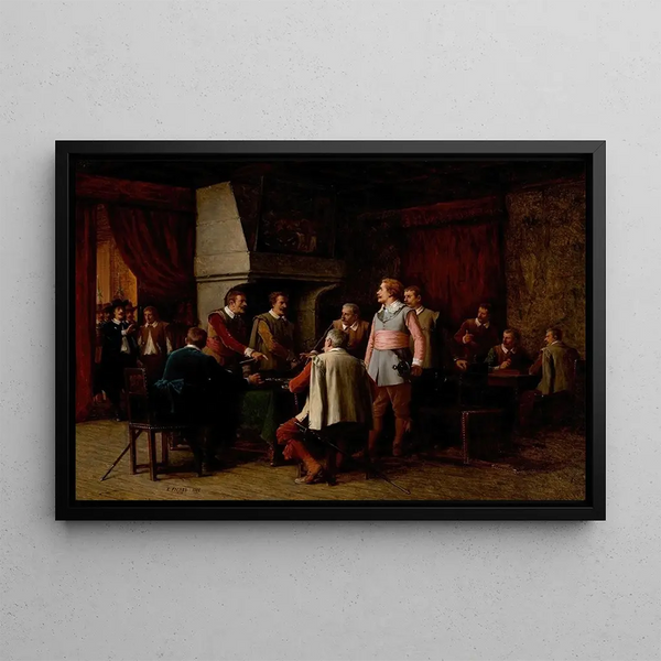 The Dispute and the Challenge of Play - Benjamin Eugène Fichel — framed artwork on a wall