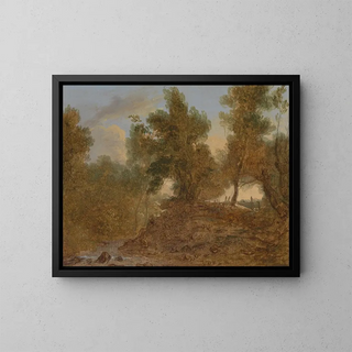 a landscape at Wick, Gloucestershire, under the rocks - Benjamin Barker — framed artwork on a wall