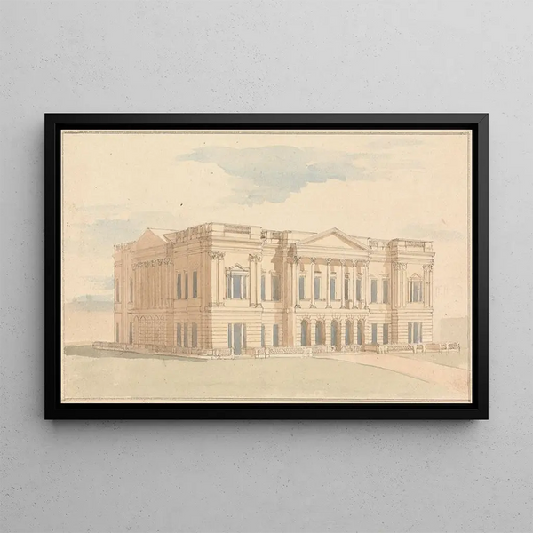 York House London Perspective view of the west façade - Benjamin Dean Wyatt — framed artwork on a wall