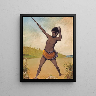 Jack, an Aboriginal from Tasmania, holding a club - Benjamin Duterrau — framed artwork on a wall