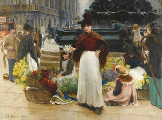 Girls with Flowers at Piccadilly Circus - Benjamin Evans Ward — artwork view