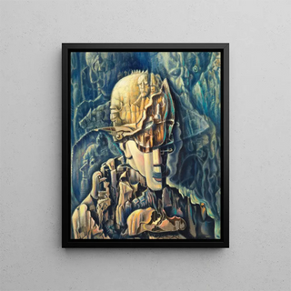 Surrealist Portrait Painting - Benjamin F. Berlin — framed artwork on a wall