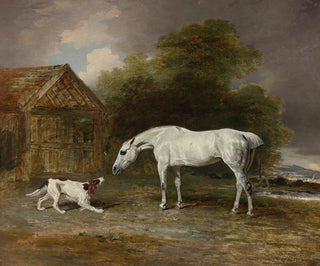 a gray hunter and a spaniel - Benjamin Marshall — artwork view