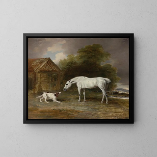 a gray hunter and a spaniel - Benjamin Marshall — framed artwork on a wall