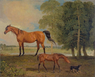 Mare with Foal and a Terrier - Benjamin Marshall — artwork view