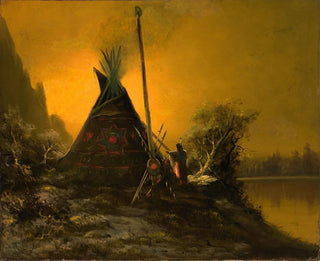Night scene of an Indian tipi - Benjamin Raborg — artwork view