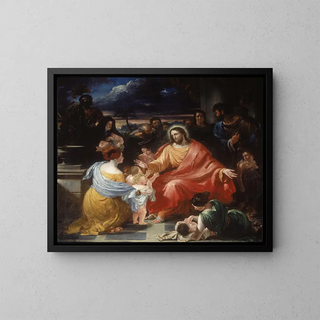 The Christ Blessing the Little Children - Benjamin Robert Haydon — framed artwork on a wall