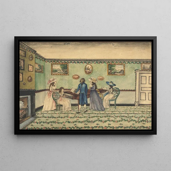 Recital of harpsichord at Count Rumford's in Concord, New Hampshire - Benjamin Thompson — framed artwork on a wall