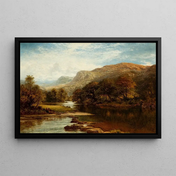 a Welsh valley near Betws-y-Coed - Benjamin Williams Leader — framed artwork on a wall