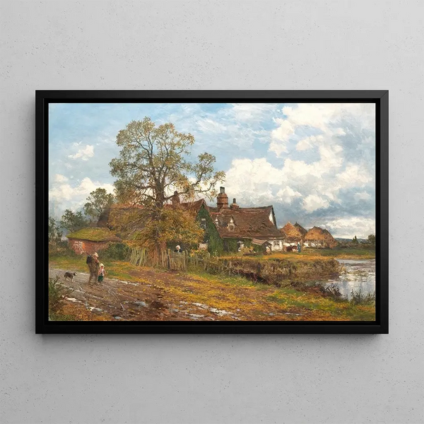 A old farm in Worcester on a rainy October day - Benjamin Williams Leader — framed artwork on a wall