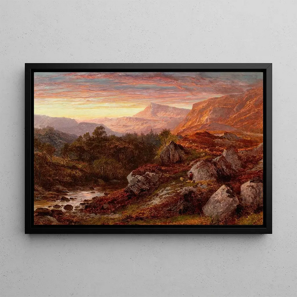 La Vallée de la Lleder, north of Wales - Benjamin Williams Leader — framed artwork on a wall