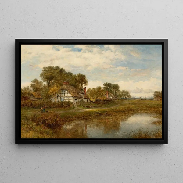Cottages de Worcester - Benjamin Williams Leader — framed artwork on a wall