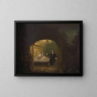 David Garrick and George Anne Bellamy in Romeo and Juliet, Act V, Scene III - Benjamin Wilson — framed artwork on a wall