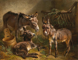Donkeys in a Stable - Benno Adam — artwork view
