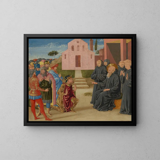 Totila devant Saint Benoît - Benozzo Gozzoli — framed artwork on a wall