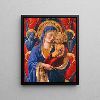 the Virgin and Child with angels - Benozzo Gozzoli — framed artwork on a wall