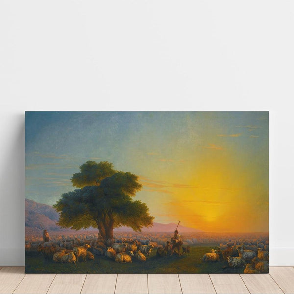 Reproduction of the painting Sunset Shepherds with their flock - Ivan Konstantinovich Aivazovsky