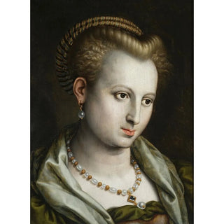 Tête de femme tournée à droite avec un collier de perles - Bernaert de Rijckere — artwork view