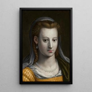 Head of a woman looking forward - Bernaert de Rijckere — framed artwork on a wall