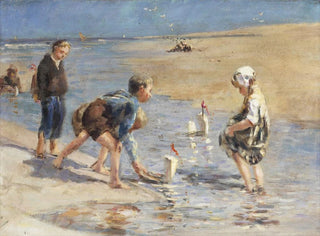 Children playing on the beach - Bernard Blommers — artwork view