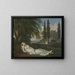 a sleeping woman in a landscape with a letter - Bernard Gaillot — framed artwork on a wall