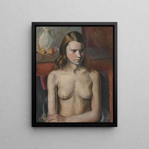 Nude Sitting Painting - Bernard Meninsky — framed artwork on a wall