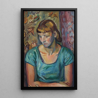 The Green Dress - Bernard Meninsky — framed artwork on a wall