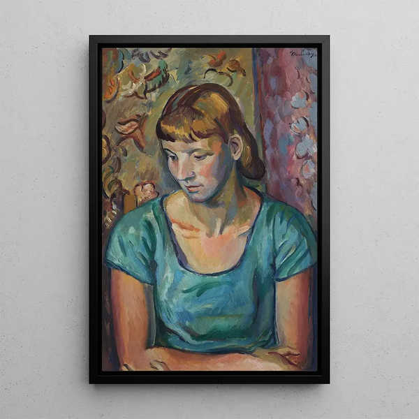 The Green Dress - Bernard Meninsky — framed artwork on a wall