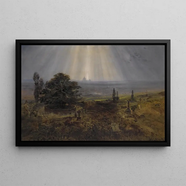 London from Highgate Cathedral Saint Paul beyond - Bernard Walter Evans — framed artwork on a wall