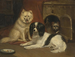 a shepherd dog, a King Charles spaniel, and a terrier - Bernard te Gempt — artwork view
