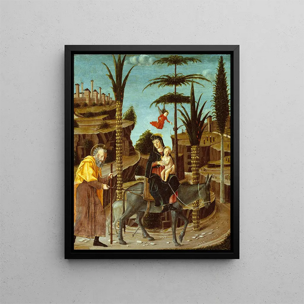 The Flight into Egypt - Bernardino Butinone — framed artwork on a wall