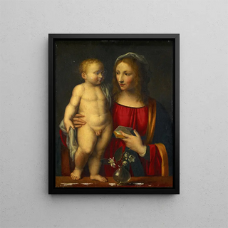 Virgin and Child Painting - Bernardino Luini — framed artwork on a wall