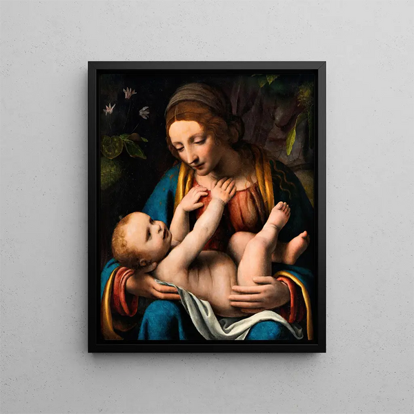 La Vierge à l'Enfant Jésus - Bernardino Luini — framed artwork on a wall