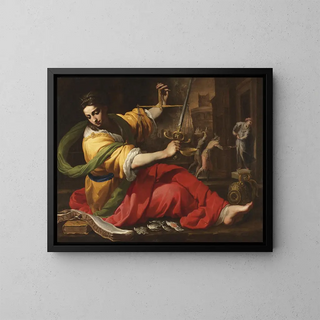 Allegory of Justice - Bernardino Mei — framed artwork on a wall