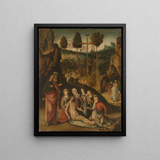 Lamentation of Christ - Bernardino di Bosio Zaganelli — framed artwork on a wall