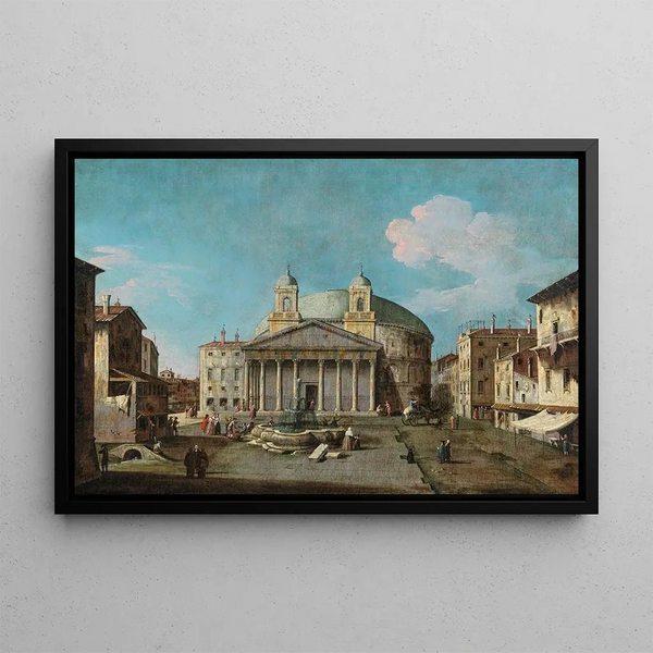 View of the Pantheon, Rome - Bernardo Canal — framed artwork on a wall