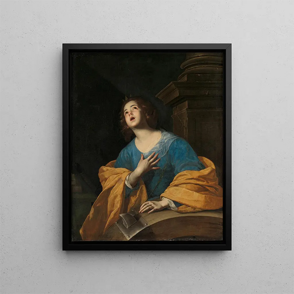 Saint Catherine of Alexandria - Bernardo Cavallino — framed artwork on a wall