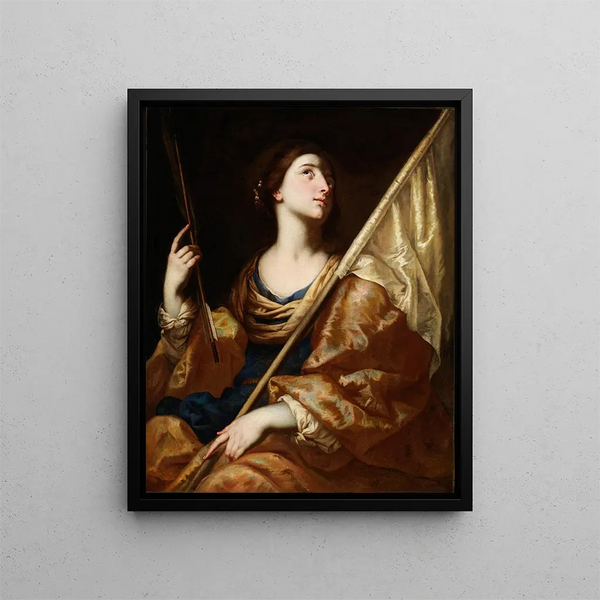 Sainte Ursule - Bernardo Cavallino — framed artwork on a wall