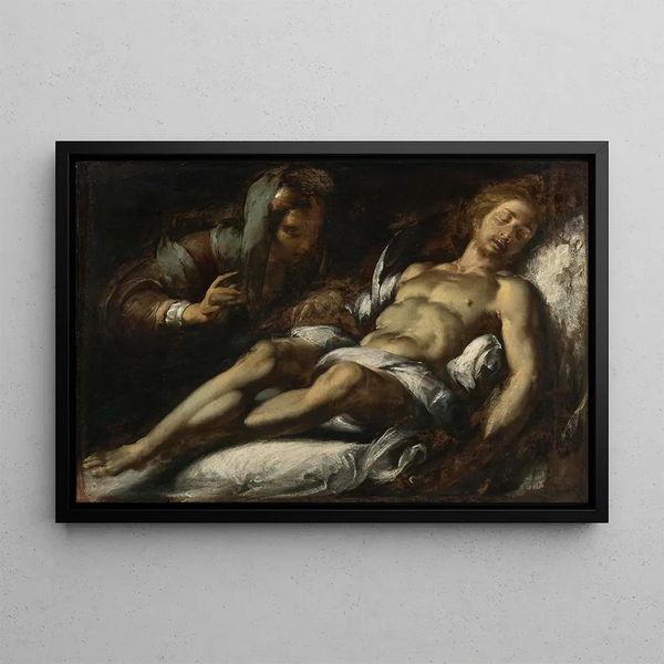 Pietà - Bernardo Strozzi — framed artwork on a wall