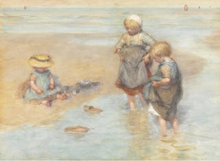 Enfants jouant avec des bateaux - Bernardus Johannes Blommers — artwork view