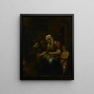 Woman Making Crepes - Bernardus van Schijndel — framed artwork on a wall