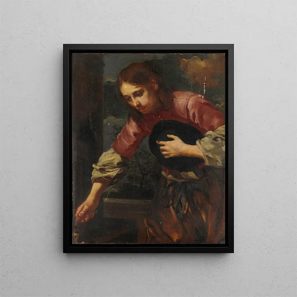 Boy with Hat - Bernhard Keil — framed artwork on a wall