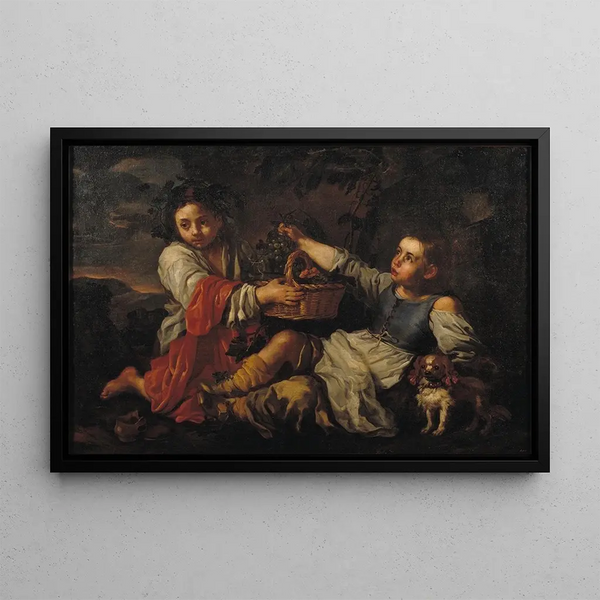 Children with Grapes - Bernhard Keil — framed artwork on a wall