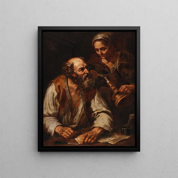 Sealing a letter - Bernhard Keil — framed artwork on a wall
