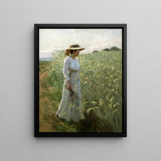 Girl in the Cornfield - Bernhard Klinckerfuß — framed artwork on a wall