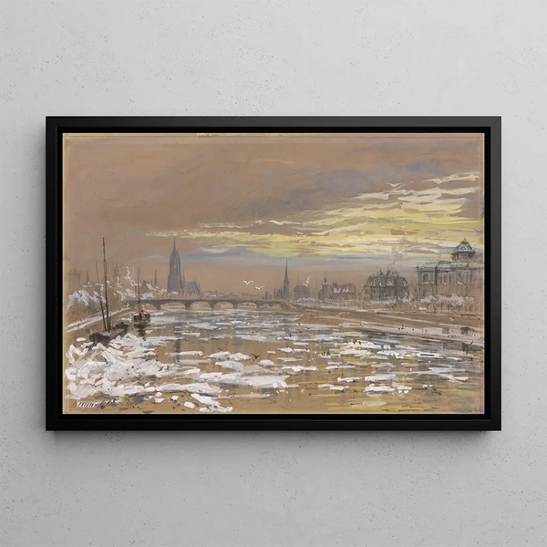 Frankfurt am Main in Winter - Bernhard Mannfeld — framed artwork on a wall